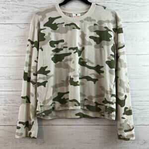 Sundry White Camo Oversized Crew Neck Sweatshirt Size XS